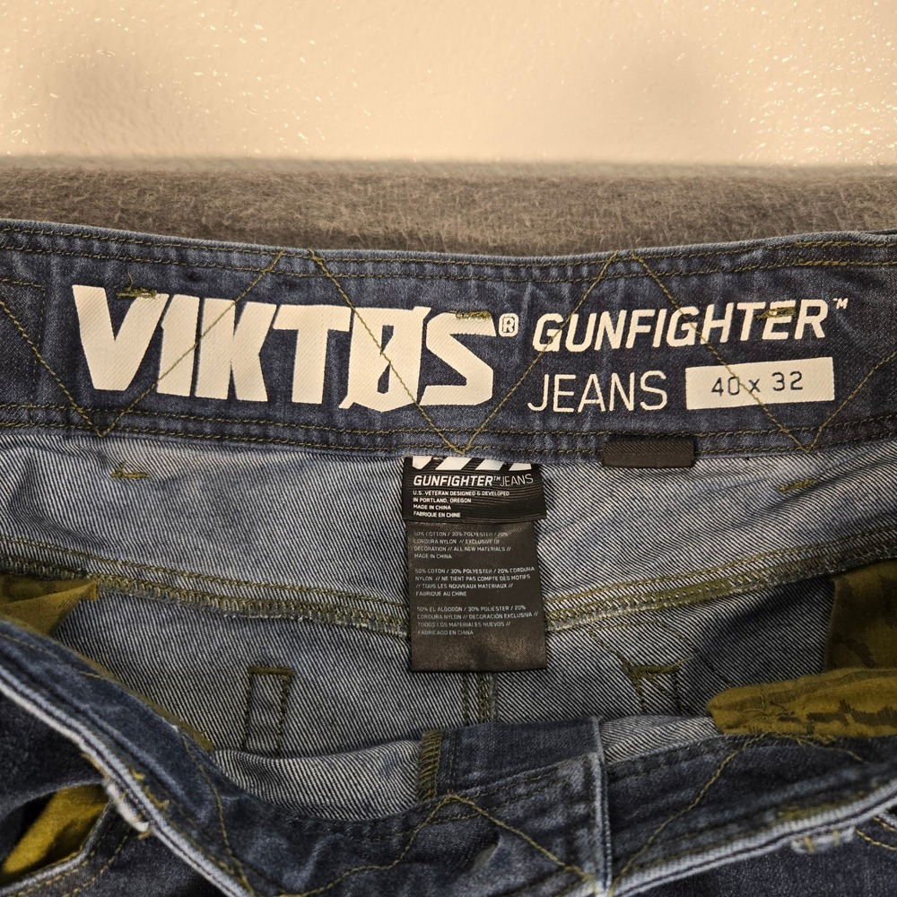 Viktos Gunfighter Jeans Mens 40x32 Blue Tactical Cordura Gusseted Training Denim - Picture 4 of 7